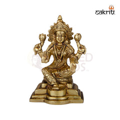 Brass Lakshmi Idol – 5.3 Inch Height | Mahalakshmi Statue for Pooja, Diwali & Prosperity Decor