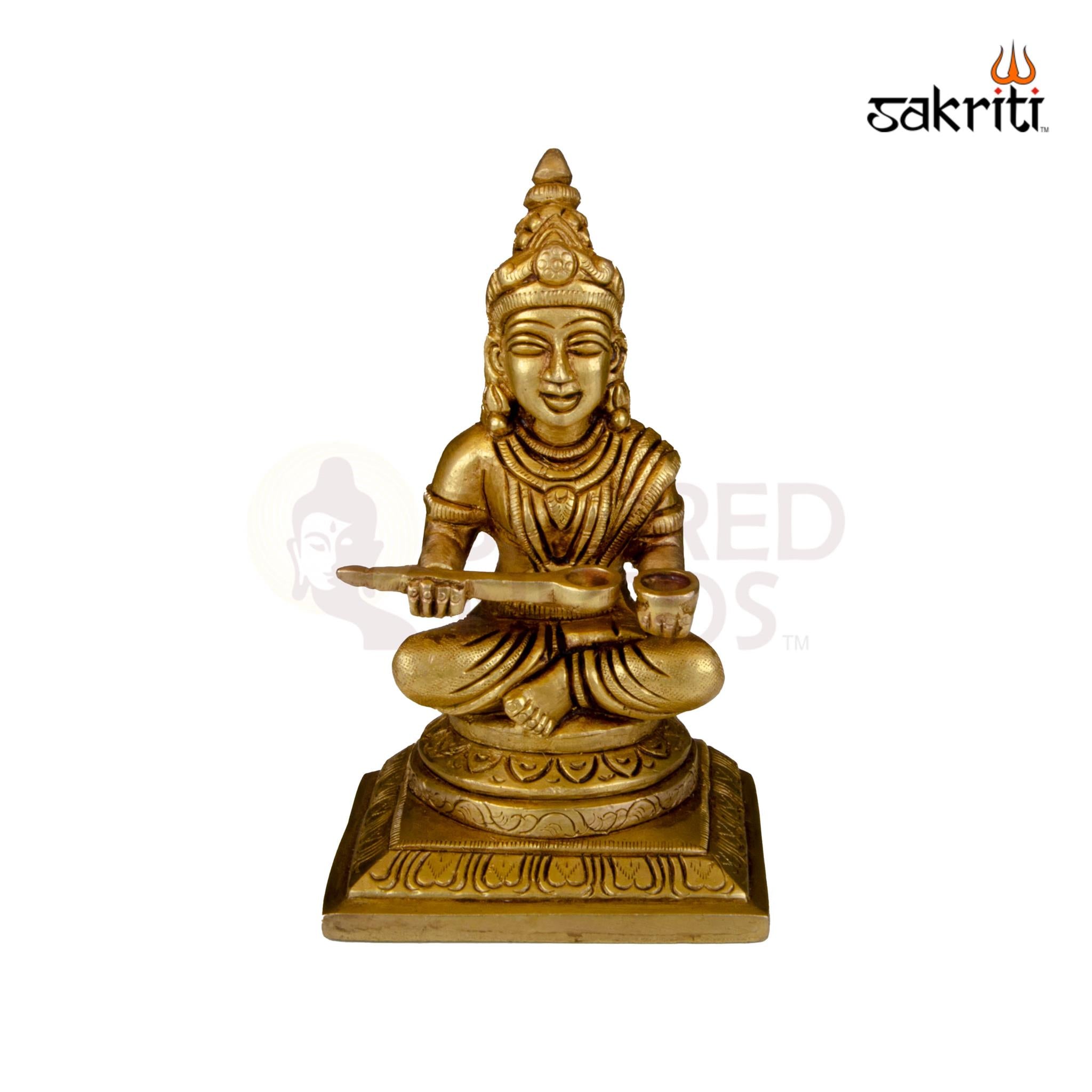 Brass Annapoorani Idol – 6.2 Inch Height | Divine Goddess Annapurna for Kitchen & Temple Decor