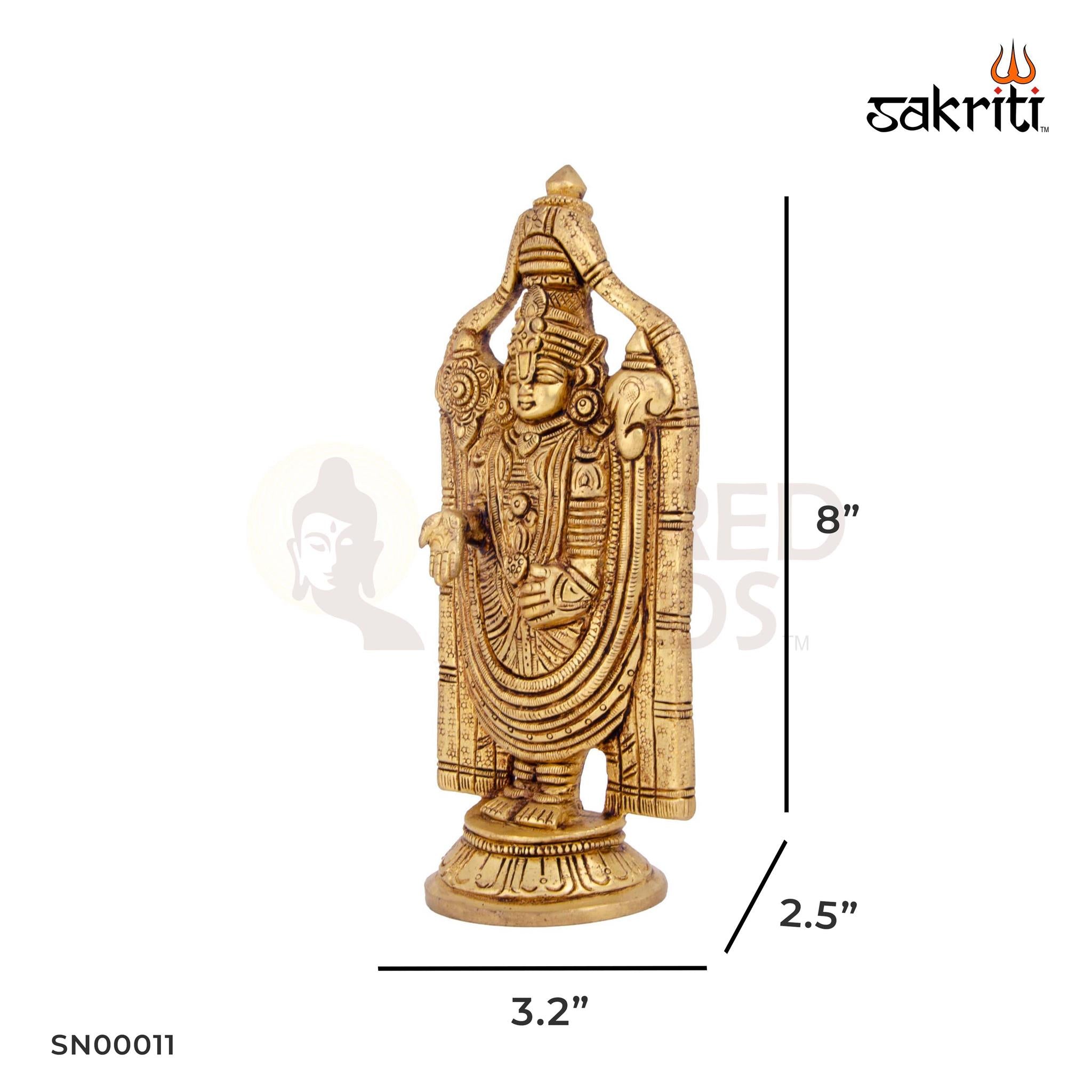 Brass Balaji Idol – 8 Inch Height | Lord Venkateswara Statue for Pooja, Temple & Home Decor