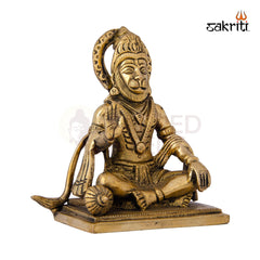 Brass Hanuman Idol – 5 Inch Height | Bajrangbali Statue for Strength, Devotion & Pooja Decor