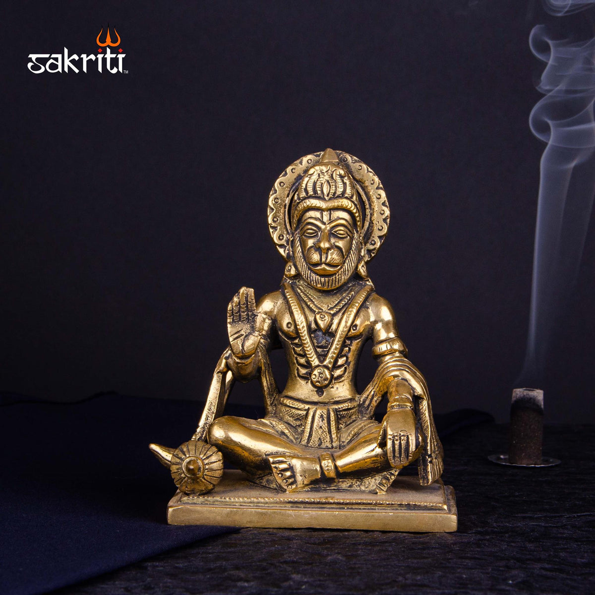 Brass Hanuman Idol – 5 Inch Height | Bajrangbali Statue for Strength, Devotion & Pooja Decor