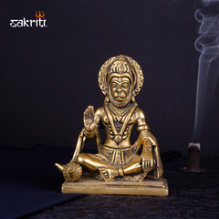 Brass Hanuman Idol – 5 Inch Height | Bajrangbali Statue for Strength, Devotion & Pooja Decor