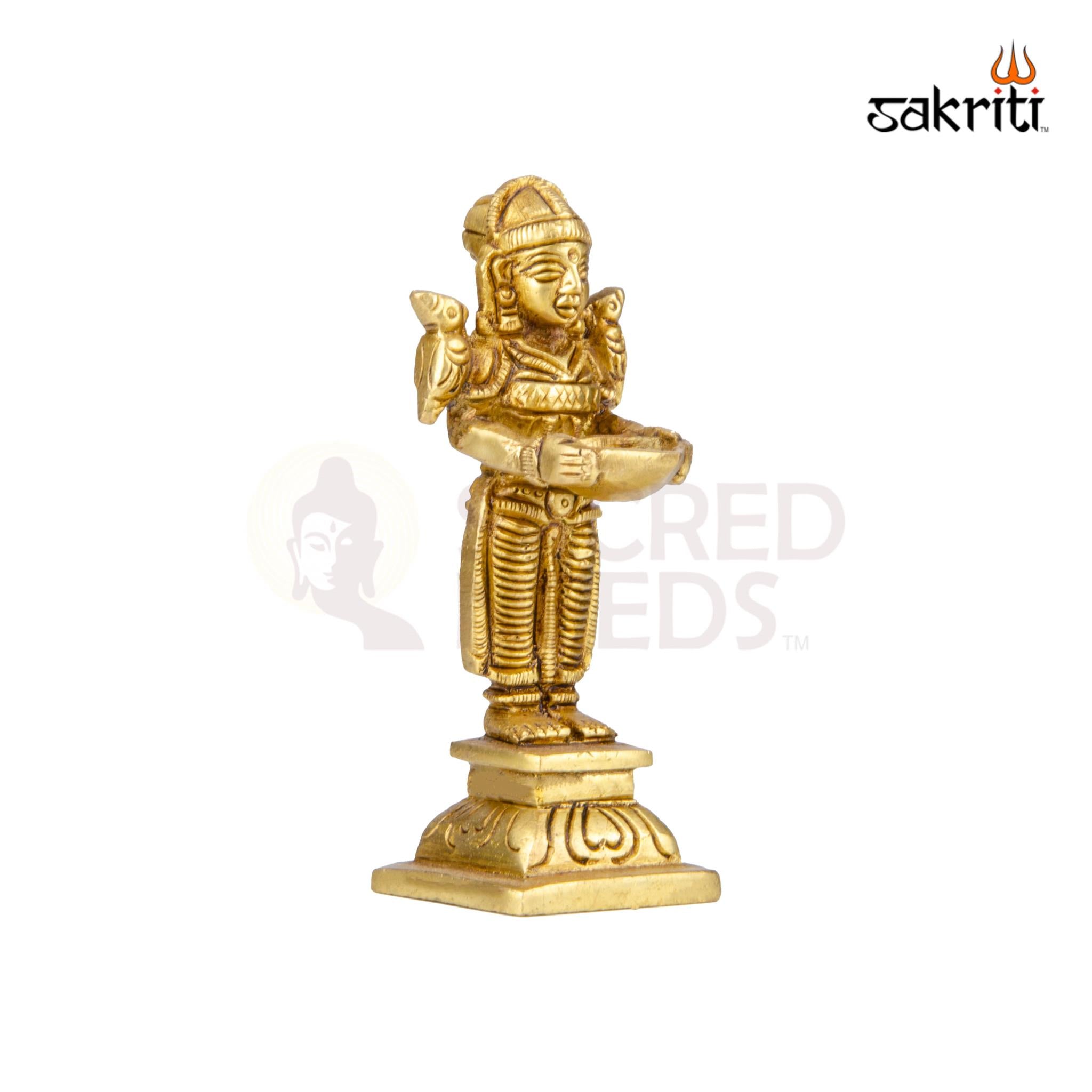 Brass Paavai Vilakku – 4.3 Inch Height | Traditional Brass Lady Lamp for Temple & Diwali Decor