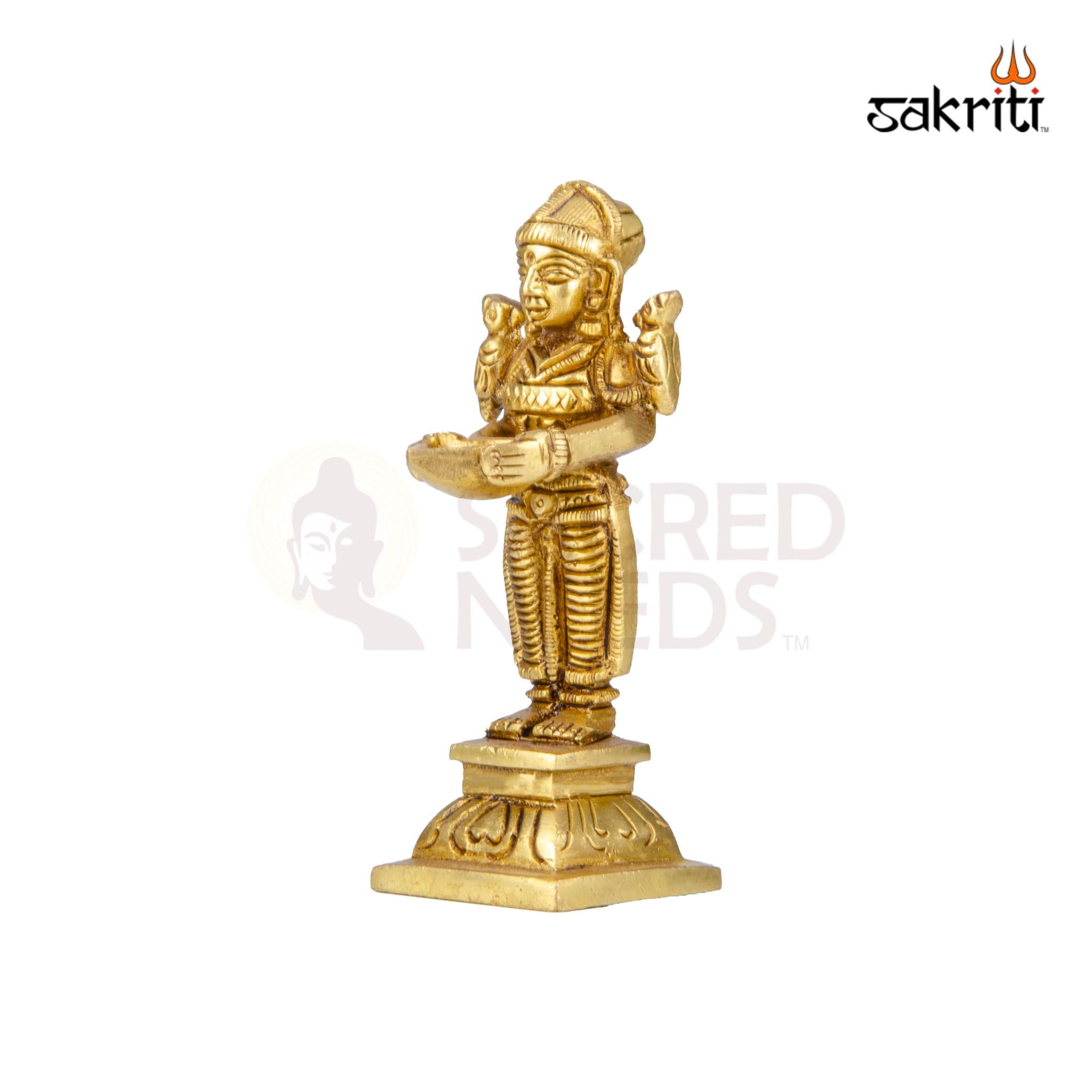 Brass Paavai Vilakku – 4.3 Inch Height | Traditional Brass Lady Lamp for Temple & Diwali Decor