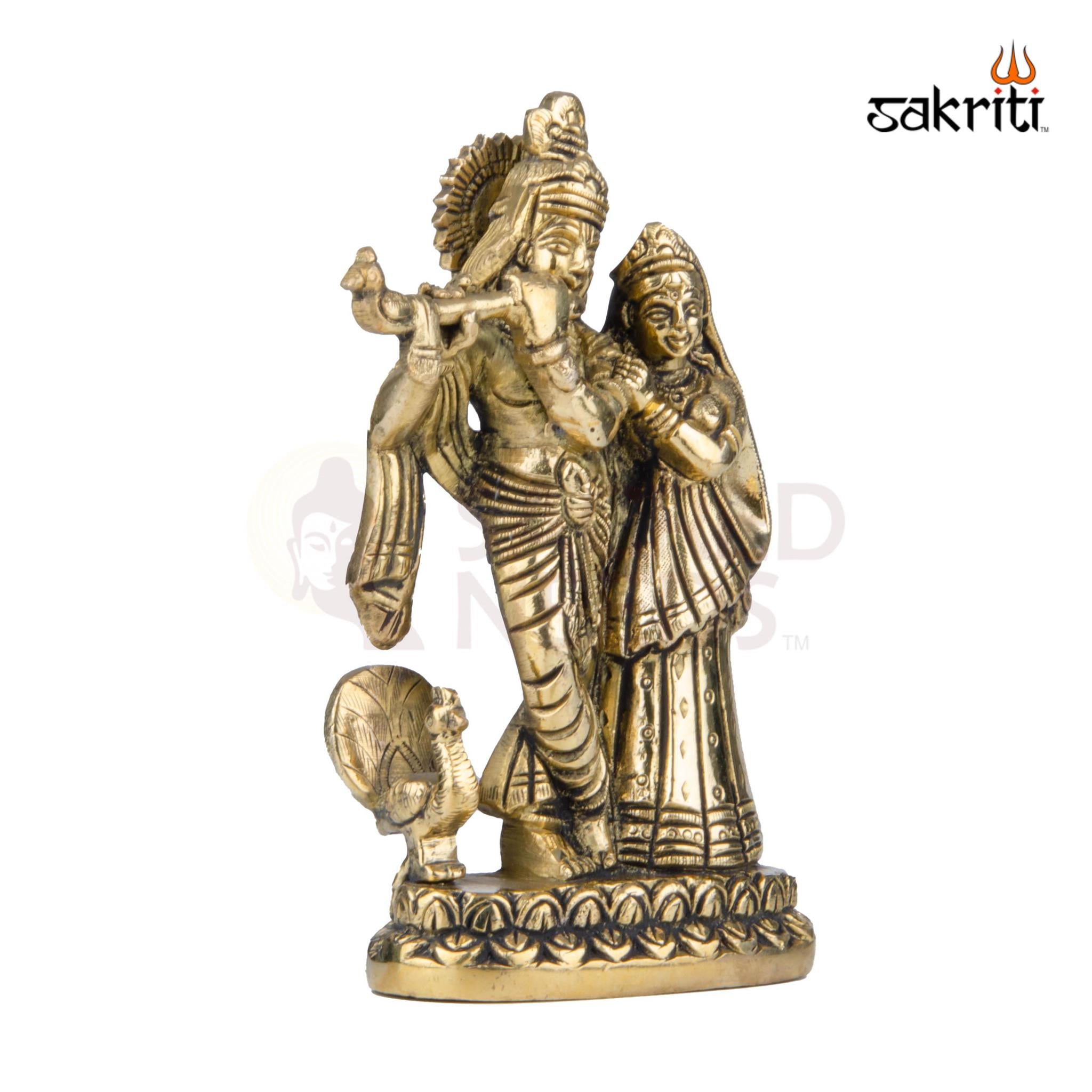 Brass Radha-Krishna Idol – 5.6 Inch Height | Divine Love Statue for Pooja Room & Festive Gifting