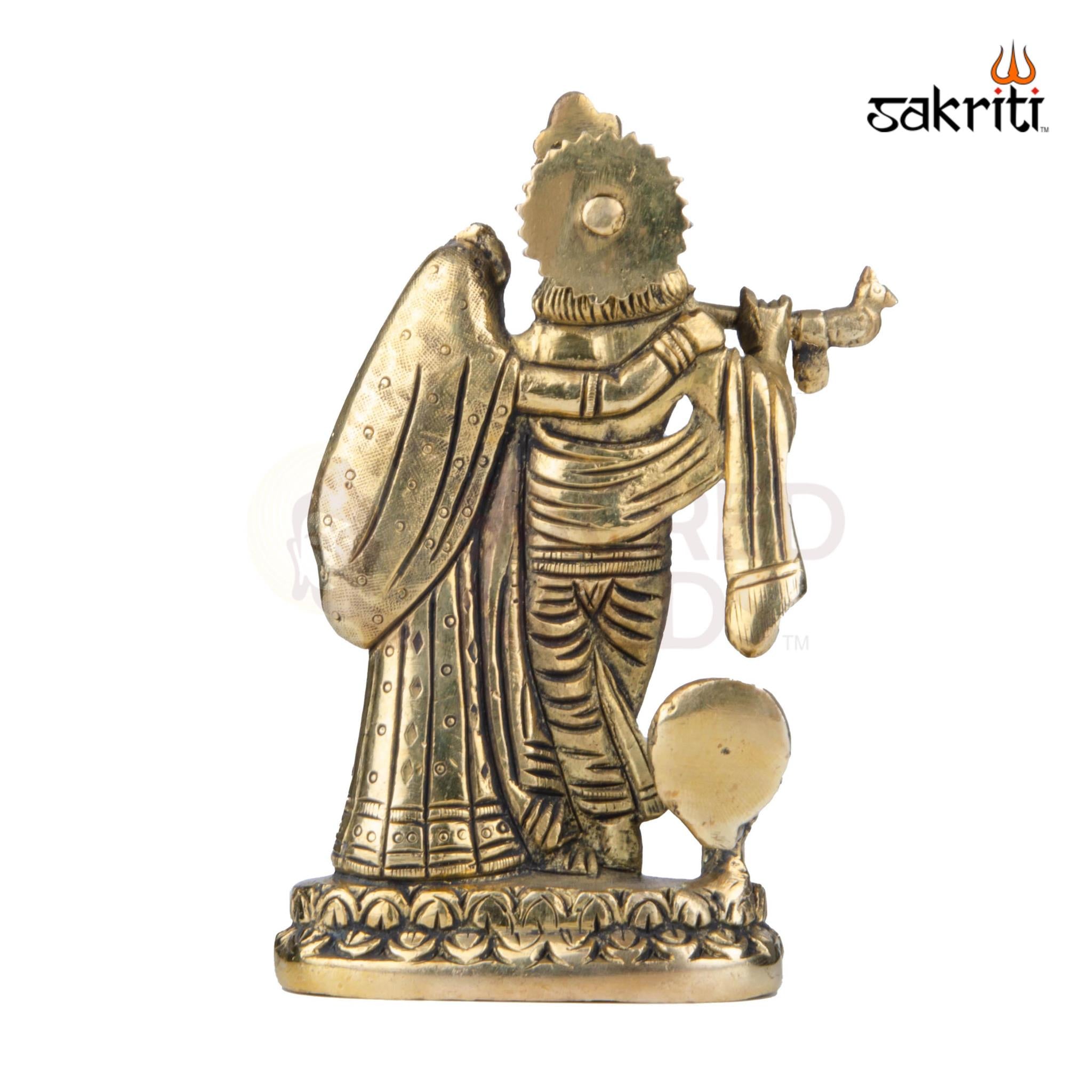Brass Radha-Krishna Idol – 5.6 Inch Height | Divine Love Statue for Pooja Room & Festive Gifting