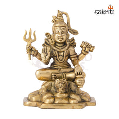 Brass Shivan Idol – 5.1 Inch Height | Lord Shiva Statue for Meditation, Pooja & Home Decor
