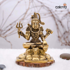 Brass Shivan Idol – 5.1 Inch Height | Lord Shiva Statue for Meditation, Pooja & Home Decor