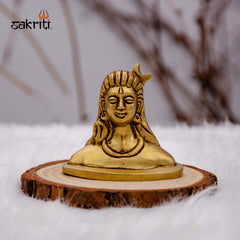 Brass Adiyogi Shivan Idol – 2.5 Inch Height | Small Lord Shiva Statue for Meditation & Dashboard