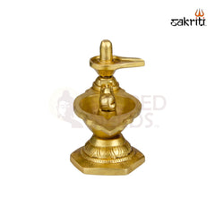 Brass Shivan Vilakku – 4.5 Inch Height | Shiva Oil Lamp for Pooja, Diwali & Home Decor