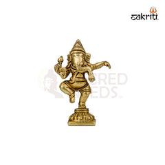 Brass Dancing Ganesha Idol – 4 Inch Height | Nataraja Vinayaka for Pooja & Festive Decor