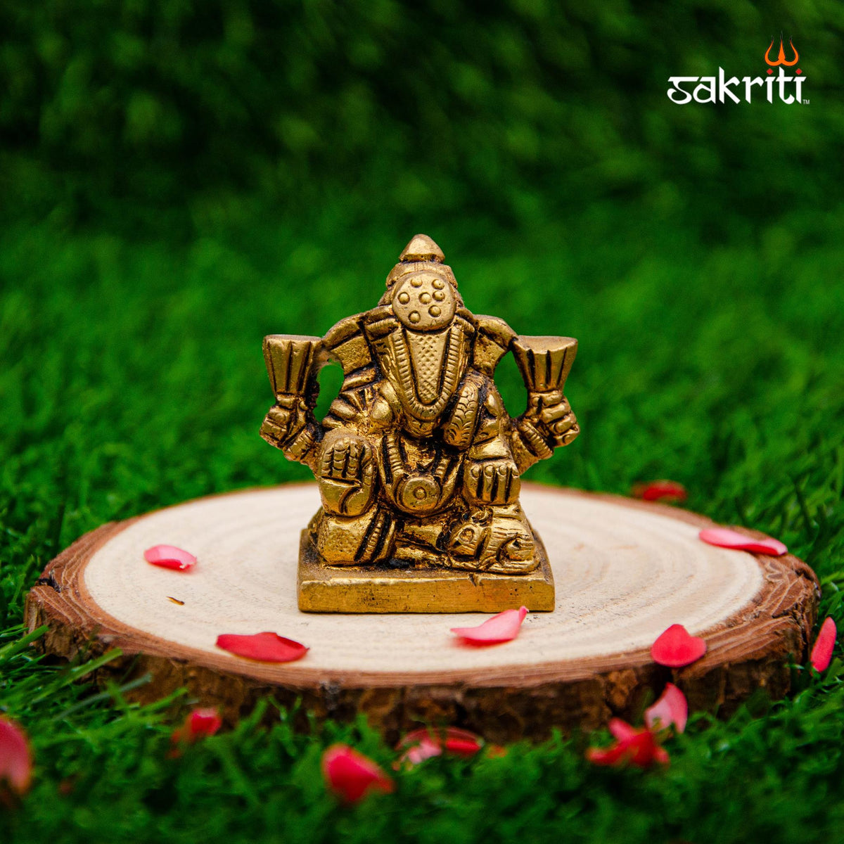 Brass Bombay Ganesha Idol – 1.8 Inch Height | Compact Ganesha Statue for Car & Gifting