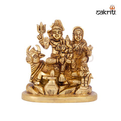 Brass Shivan Family Idol – 4.5 Inch Height | Lord Shiva Parvati Ganesha Statue for Home Temple