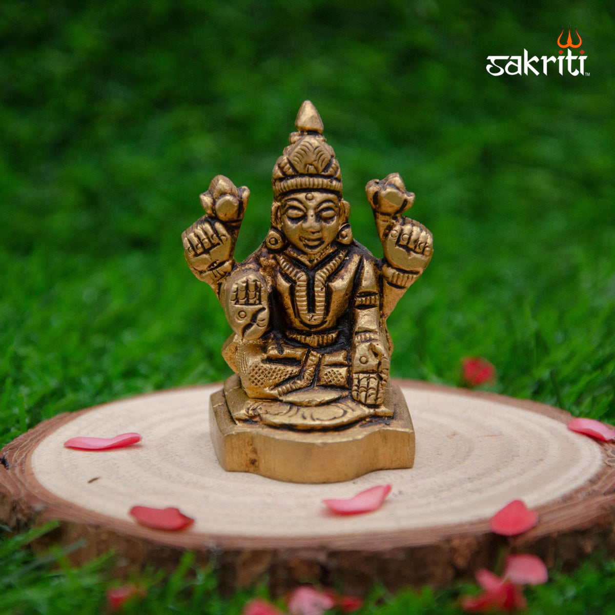 Brass Lakshmi Idol – 2.2 Inch Height | Mini Mahalakshmi for Pooja, Wealth & Prosperity