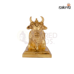 Brass Nandhi – 5.2 Inch Height | Sacred Nandhi Bull Brass Idol for Shiva Worship, Pooja & Temple Use
