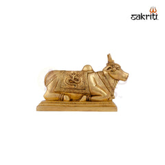 Brass Nandhi – 5.2 Inch Height | Sacred Nandhi Bull Brass Idol for Shiva Worship, Pooja & Temple Use
