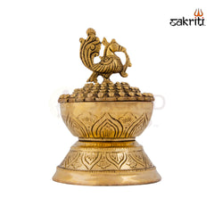 Brass Annam Dhoopkal with Lid – 6.2 Inch Height | Brass Incense Holder with Lid in Annam Design for Temple & Home