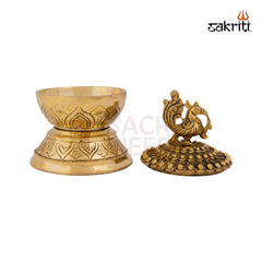 Brass Annam Dhoopkal with Lid – 6.2 Inch Height | Brass Incense Holder with Lid in Annam Design for Temple & Home