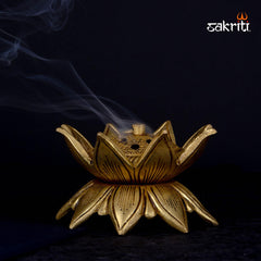 Brass Lotus Dhoopkal – 2.5 Inch Height | Lotus Design Brass Dhoop Stand for Pooja, Fragrance & Decor