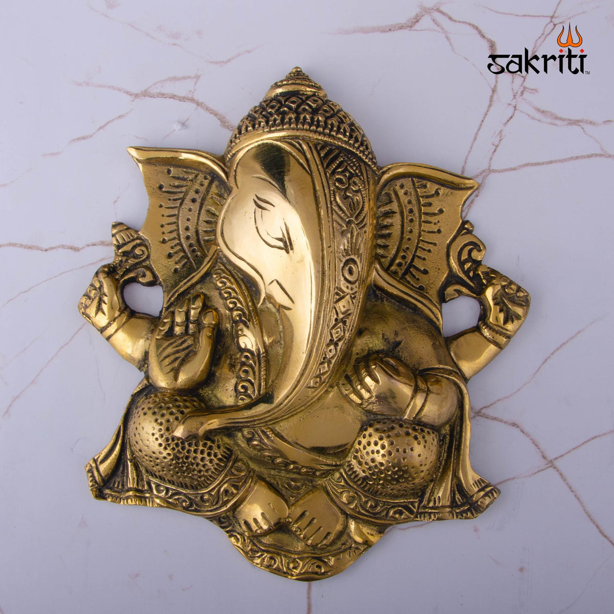 Brass Bombay Ganesha Mounted – 8.5 Inch | Decorative Wall Hanging Ganesha Idol for Pooja Room & Festive Decor