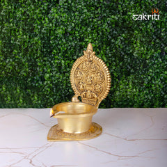 Brass Ashtalakshmi Vilakku – 6.8 Inch | Traditional Brass Oil Lamp Featuring 8 Forms of Lakshmi for Temple Use