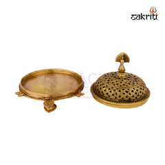 Brass Tortoise Dhoopkal – 4.6 Inch | Incense Cone Holder with Turtle Base for Home Temple & Meditation