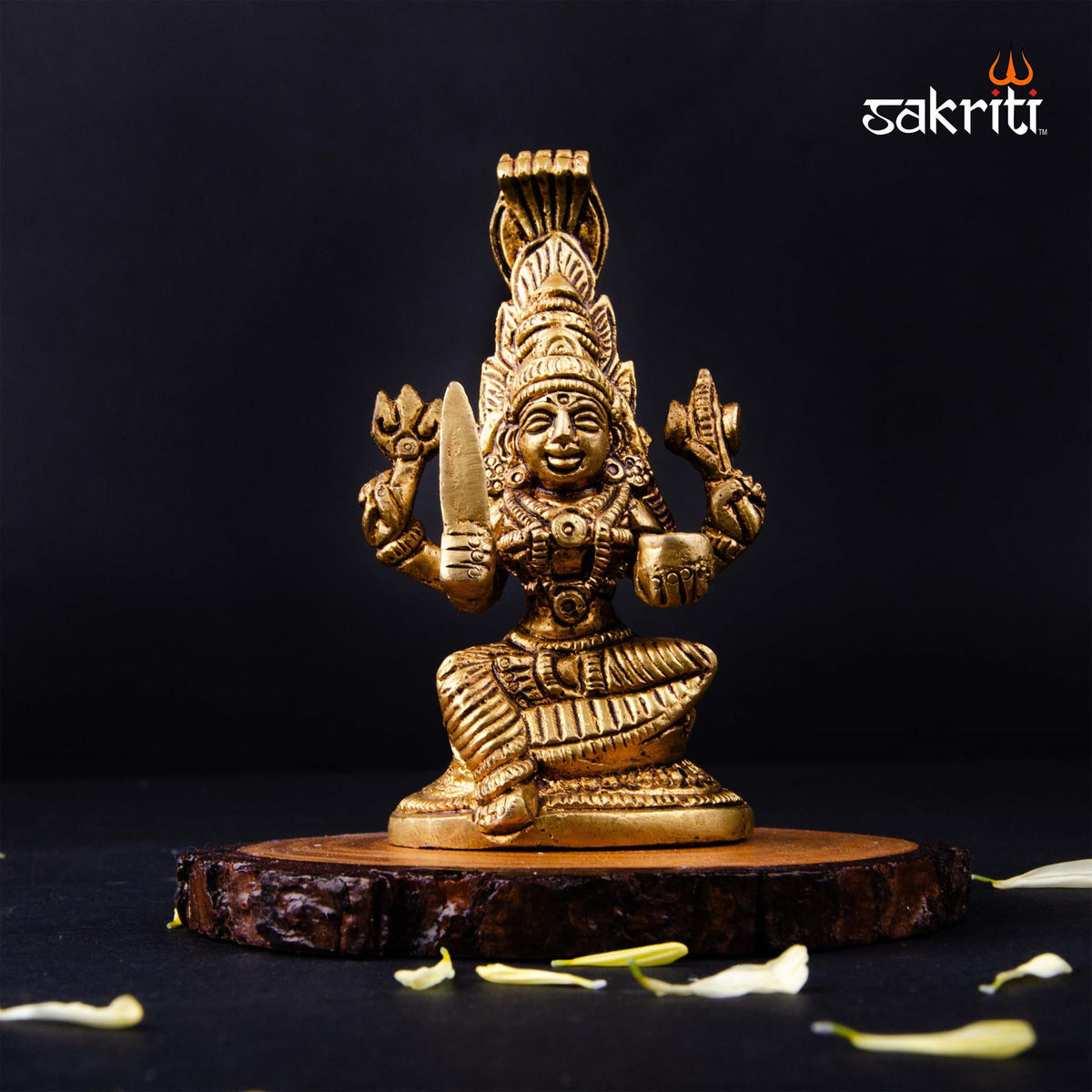 Brass Karumari – 3.7 Inch | Karumari Amman Devi Idol for South Indian Rituals, Navratri & Temple Decor