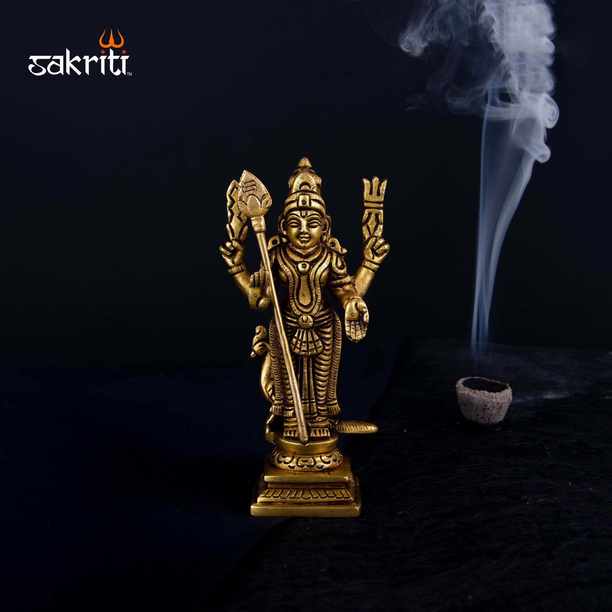 Brass Murugan – 6.1 Inch | Lord Muruga Statue for South Indian Temples, Golu & Devotional Display