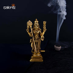 Brass Murugan – 6.1 Inch | Lord Muruga Statue for South Indian Temples, Golu & Devotional Display
