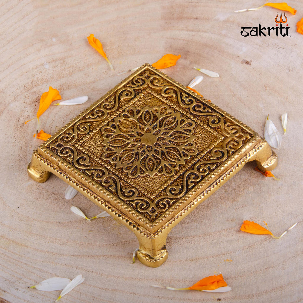 Brass Table – 1 Inch | Brass Pedestal Table for Ritual Use, Ideal for Keeping Idols & Diyas