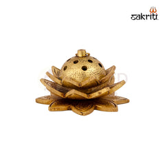 Brass Lotus Dhoop Dhani – 2.4 Inch Height | Lotus-Shaped Brass Incense Holder for Home Temple & Meditation