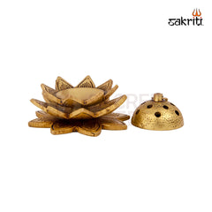 Brass Lotus Dhoop Dhani – 2.4 Inch Height | Lotus-Shaped Brass Incense Holder for Home Temple & Meditation