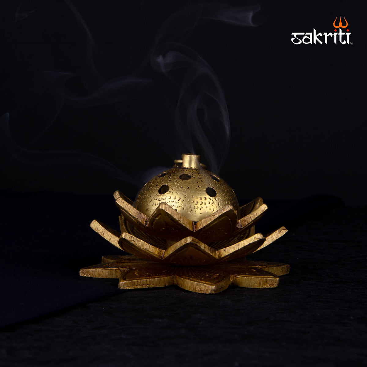 Brass Lotus Dhoop Dhani – 2.4 Inch Height | Lotus-Shaped Brass Incense Holder for Home Temple & Meditation