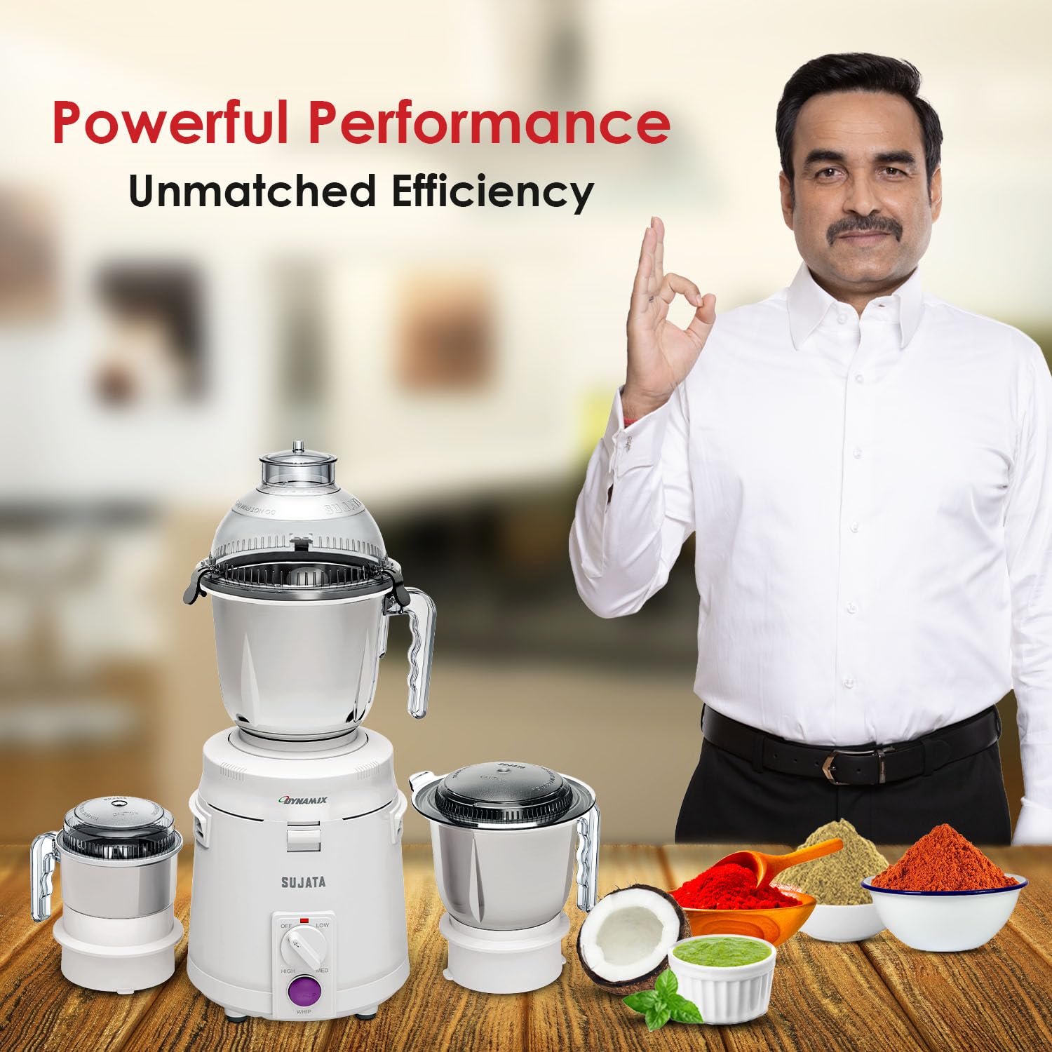 Sujata Mixer Grinder Dynamix - 900 Watt 3 Jars
