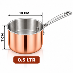 Pradeep Triply Long Handle Sauce Pan with Copper